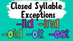 -ild, -ind, -old, -olt, -ost Closed Syllable Exceptions Instructional Video
