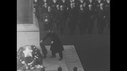 1935 Wreath laying at the Cenotaph in Whitehall, London in honor of the 17th anniversary of Armistice Day News Clip