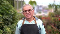 Portrait of Garden Market Employee / Owner Stock Footage