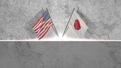 american and japanese Flags Stock Footage