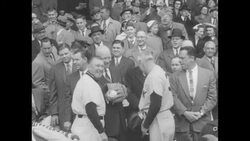 Pres. Dwight Eisenhower throws out the first pitch at the Washington Senators' home opener in 1956 News Clip