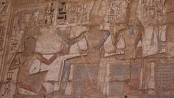 Egypt, Medinet Habu - Mortuary Temple of Ramesses III - 2nd Courtyard Stock Footage