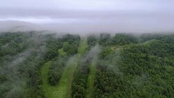 The low clouds over mountains in Poconos, Appalachian, Pennsylvania, Carbon County, USA. Stock Footage