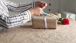 Woman is holding rose bouquet Stock Footage