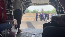 Boris Johnson dons headphones during trip onboard an Indian air force helicopter News Clip