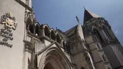 CLEAN: Exterior shots of Royal Courts of Justice RCJ building entrance during Court of Appeal's judgment today refusing an injunction to pause the removal of refugees to Rwanda. on 14th June 2022 London, United Kingdom. News Clip