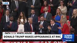Donald Trump makes appearance to greet supporters at Republican National Convention News Clip