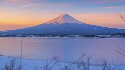 4k Timelapse Sunrise Scene of mt. Fuji in Winter Season, Japan Stock Footage