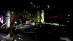 Colorful spinning wheel in amusement park at night Stock Footage