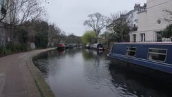 Tracking Shots of a Canal Boat on Regents Canal News Clip