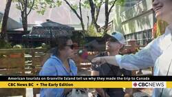 American tourists on Granville Island share why they made the trip to Canada News Clip