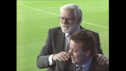 Ken Bates posing for photos Matthew Harding at Stamford Bridge News Clip