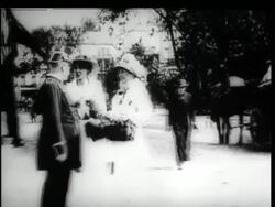Children dress up, women's emancipation, women's fashion, man V woman boxing match, boxing kangaroo, funfair rides Germany at the turn of the century Stock Footage
