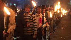 Torch wielding protesters rally in India's Assam News Clip