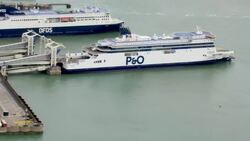 Stock shots P and O ferries docked at the Port of Dover News Clip