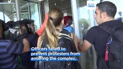 Protesters clash with police at Barcelona real estate fair News Clip