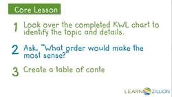 Making a Plan for Writing an Informational Text with a Table of Contents Instructional Video