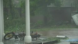 Damage In Aftermath Of Major Hurricane Landfall On Town Stock Footage