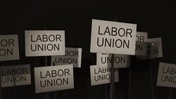 Waving signs of protest or awareness series - Labor Union Stock Footage