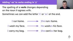 Adding '-es' to verbs ending in 'y' Instructional Video