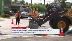 NJDOT: Downed wires, sinkhole close portion of Route 27 in Edison News Clip