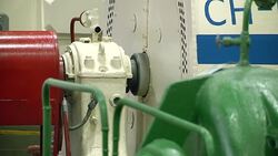 Block of gas turbine power station. Steam generator. Steam turbine generator. Work of the combined heat and power plant. Stock Footage