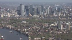Aerials over the City of London to the ExCel Centre News Clip