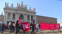 CLEAN : Left-wing supporters protest against Draghi on first day of G20 summit News Clip