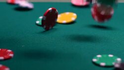 Colourful chips falling on casino table, jackpot winning combination, fortune Stock Footage