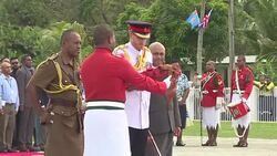 CLEAN : Prince Harry lays wreath at war memorial in Fiji News Clip