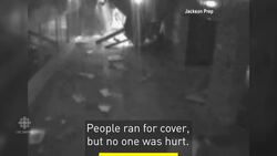 School roof collapses during rainstorm News Clip