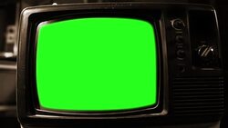 Old Tv Green Screen. Close-Up. Sepia Toned. Stock Footage