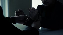 Public official handcuffed. Stock Footage