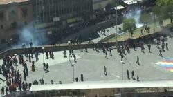 CLEAN : Police break up Bolivia funeral protest using tear gas News Clip