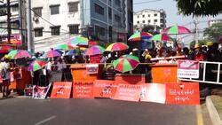 CLEAN : Myanmar: Tear gas as protesters clash with security forces in Yangon News Clip