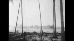 Philippines, c.1951: As patients are treated in makeshift hospitals, molten lava still scorches in Camiguin, Philippines Stock Footage