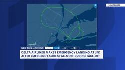 Delta plane lands at JFK due to emergency slide falling off News Clip