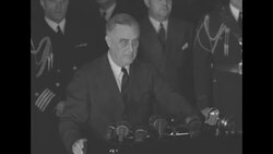 Pres. Franklin Roosevelt addresses remarks to new military conscripts selected under the selective service in Washington, DC News Clip