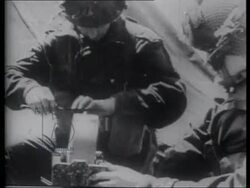 Allied HQ with Eisenhower, US paratroopers assemble ammo and prepare for D-Day landings. 1944 Stock Footage