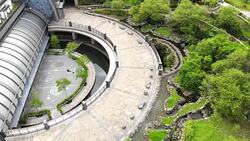 Aerial Descent of taipei subway station Stock Footage