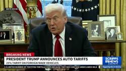 Trump announces 25% tariffs on foreign-made autos in bid to increase vehicle manufacturing in the US News Clip