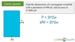 Solving Systems of Non-Linear Equations Using Perimeter and Area Formulas Instructional Video