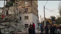 CLEAN : Debris of collapsed building is being cleared after 6.4 quake hits Albania News Clip