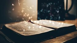 Open book with mathematical formulas flying off Stock Footage