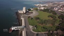 Drone camera over Lisbon shows desolate landmarks, tourist areas News Clip