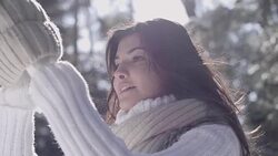 Woman shivering during the winter season Stock Footage