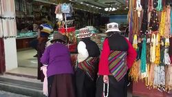 Tibetan elderly women are shopping on Barkhor Street. Stock Footage