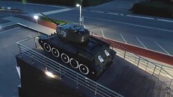 T-34 Soviet Army Medium Battle Tank Memorial Monument at Night Stock Footage