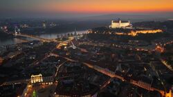 Drone Views of Bratislava: Castles, Bridges, and The Danube Stock Footage