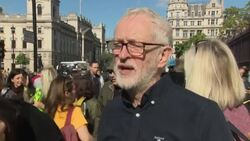 Jeremy Corbyn attends a Free Julian Assange protest in London News Clip